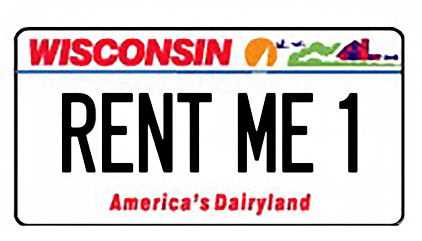 Wisconsin RENT ME 1 vanity license plate – Riverside Auto Rental